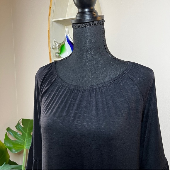 NWT Style & Co Petite Off The Shoulder Lace Trim Black Ruffled Top Size Small - Picture 13 of 15